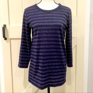 Gap Blue Silver Stripe 3/4 Sleeve Shirt